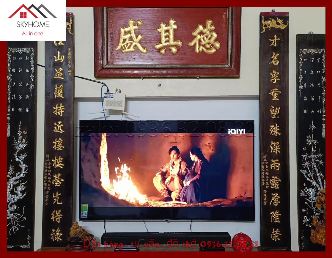 Hoành phi gỗ phòng thờ chữ Đức kỳ thịnh